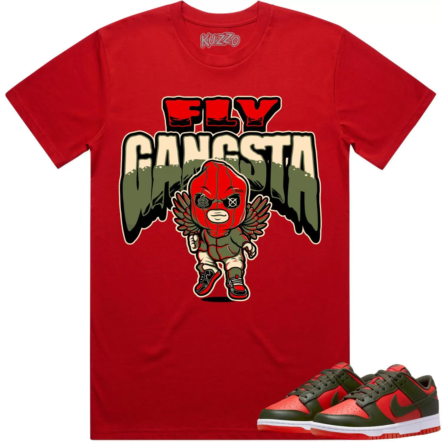 Mystic Red Dunks Shirt to Match - OLIVE FLY GANGSTA