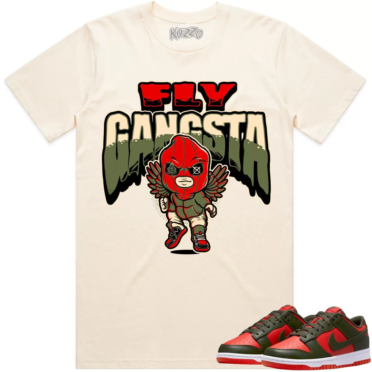 Mystic Red Dunks Shirt to Match - OLIVE FLY GANGSTA