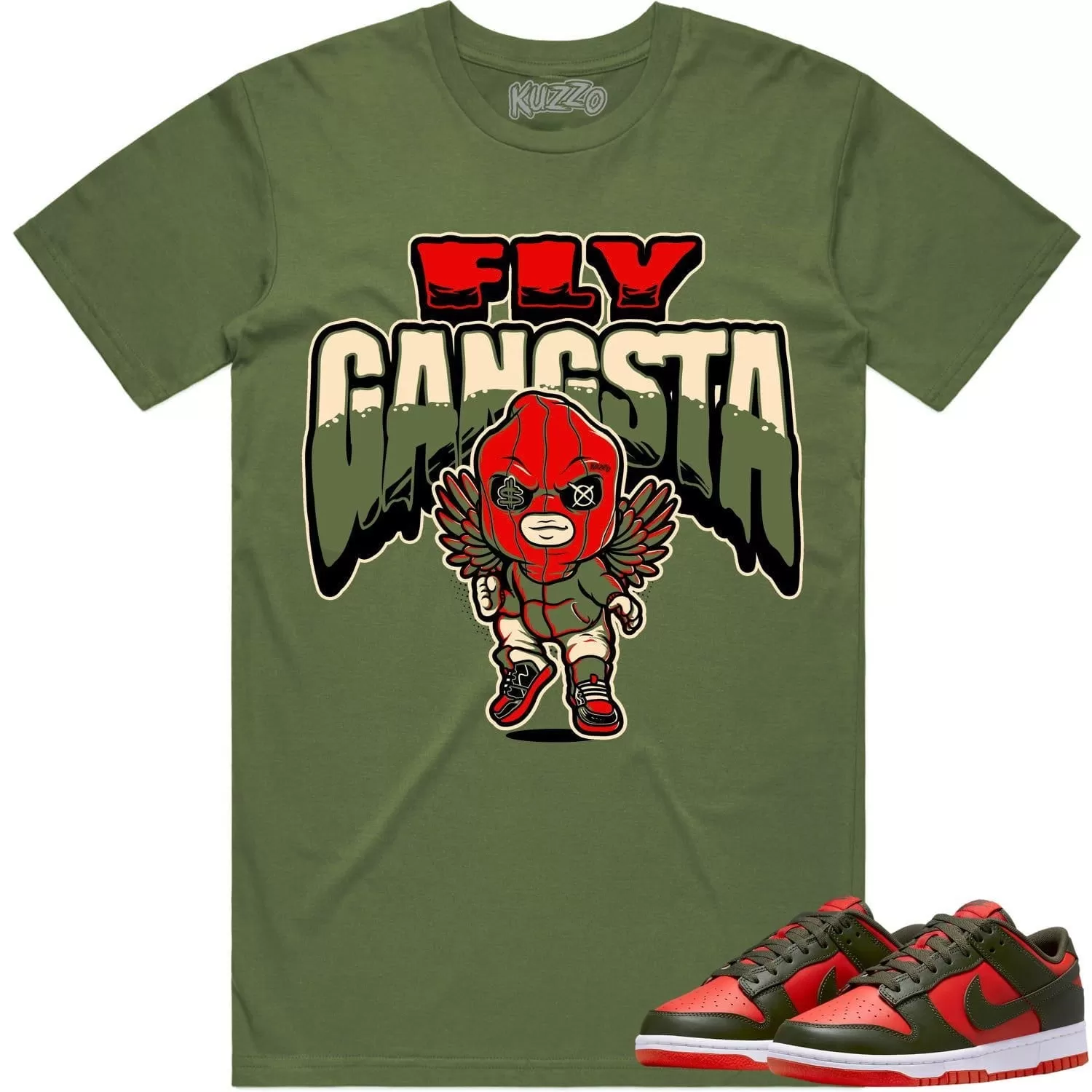 Mystic Red Dunks Shirt to Match - OLIVE FLY GANGSTA