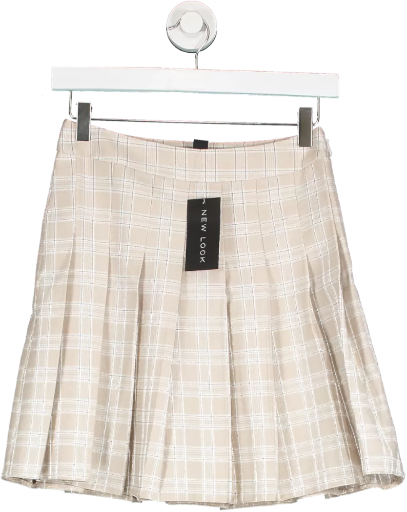 New Look Beige Check Tennis Skirt UK 8