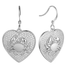 Pavé Crab Heart Earrings