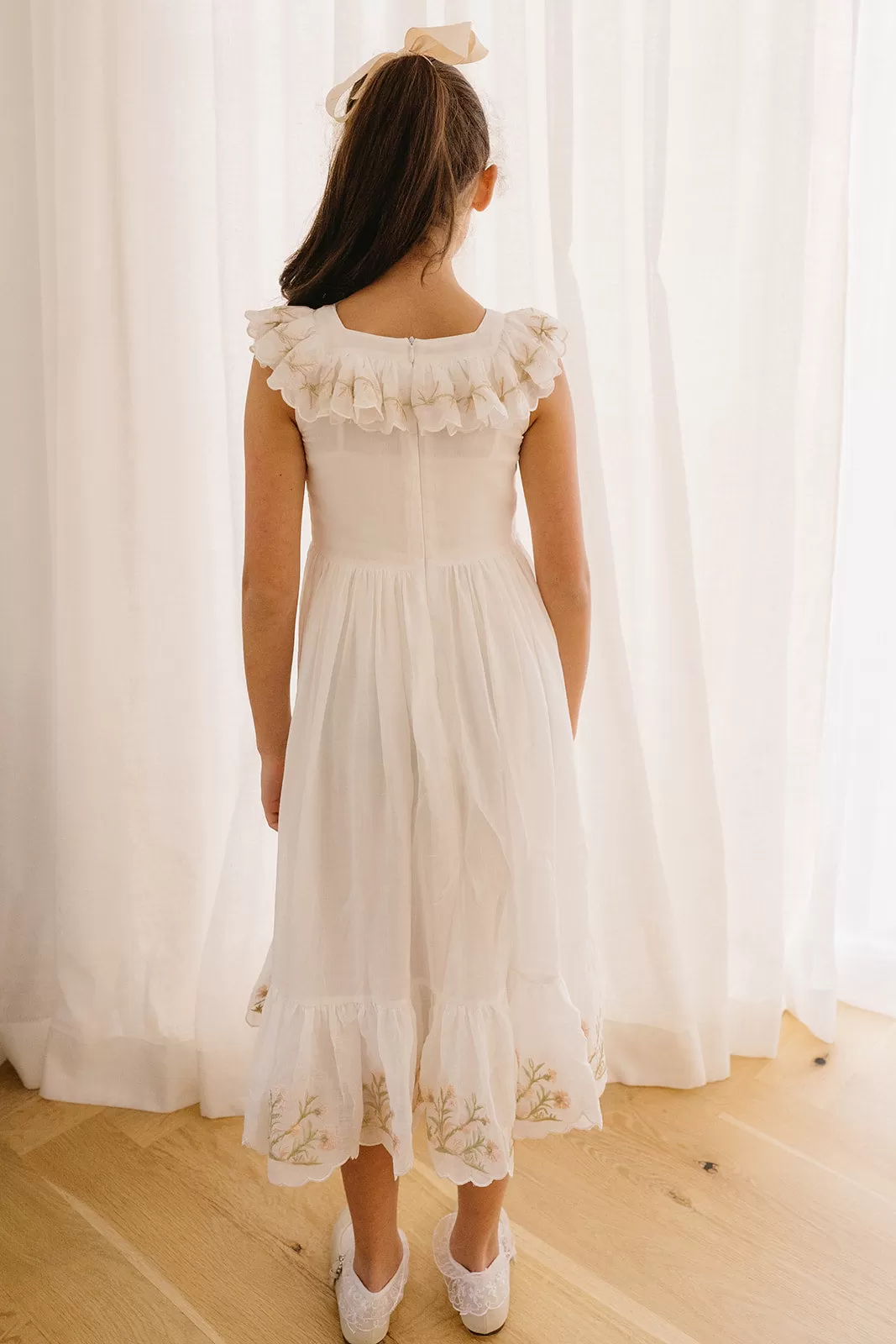 PETITE AMALIE Soleil Heirloom Embroidered Linen Dress