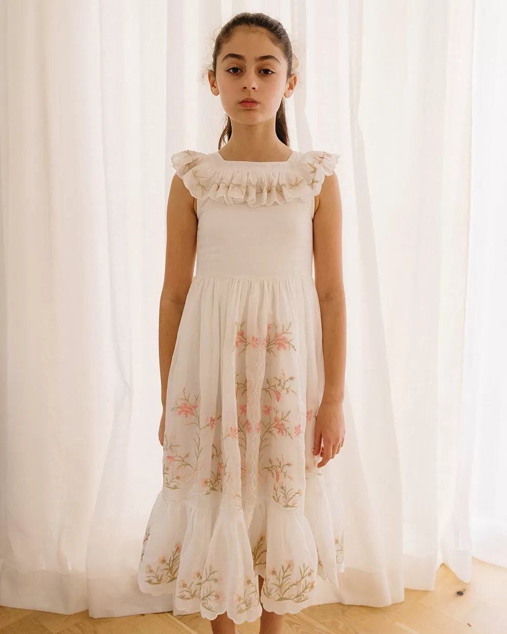 PETITE AMALIE Soleil Heirloom Embroidered Linen Dress