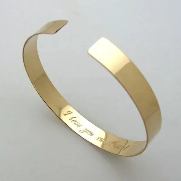 Plain Gold Bangle Bracelet - Wide Gold Filled Cuff Bracelet for Women