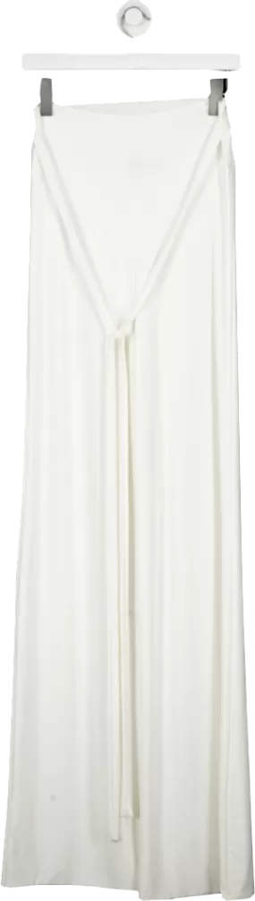 PrettyLittleThing White Soft Touch Wide Leg Fold Over Hem Trouser UK 10