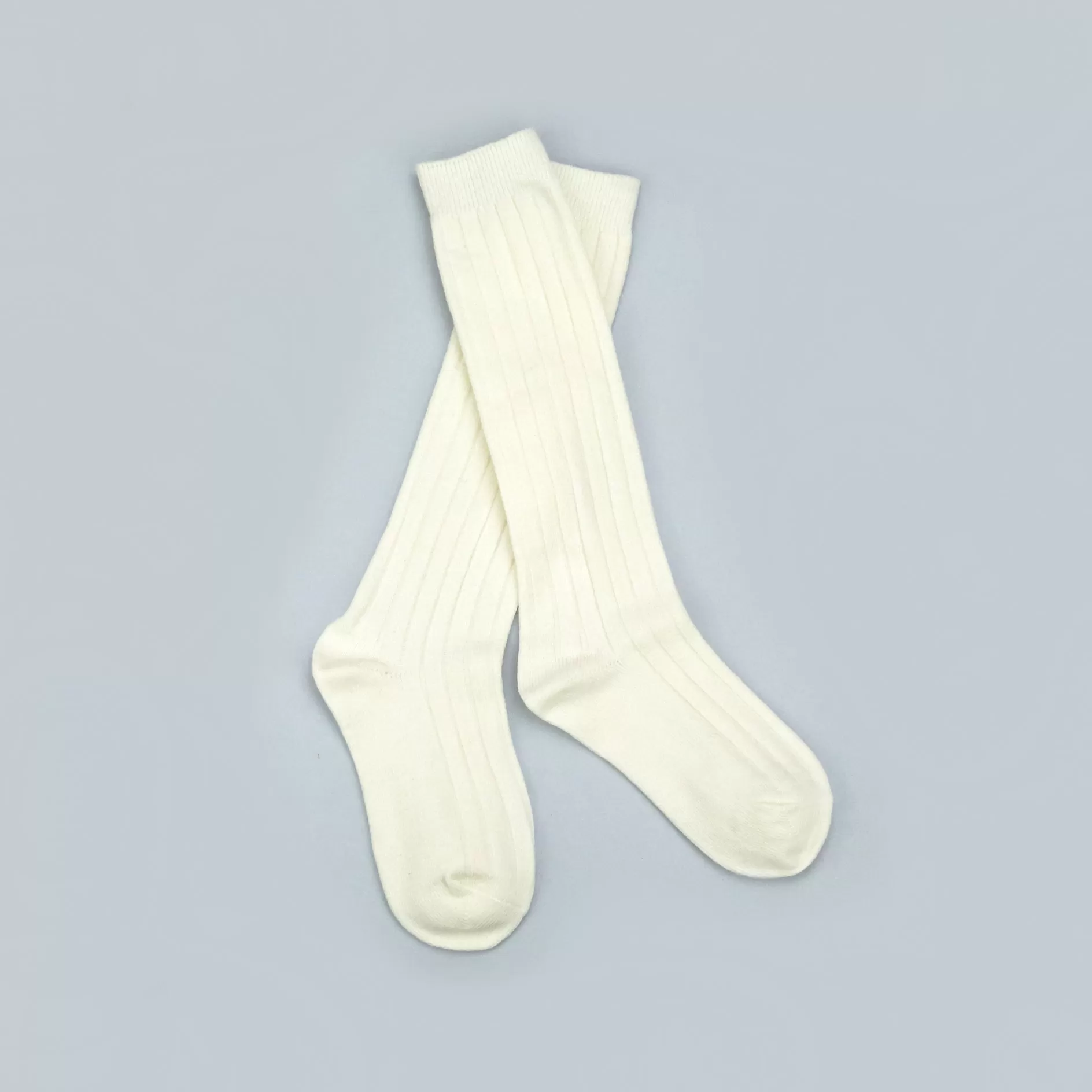 Ribbed Knee High Socks (White)