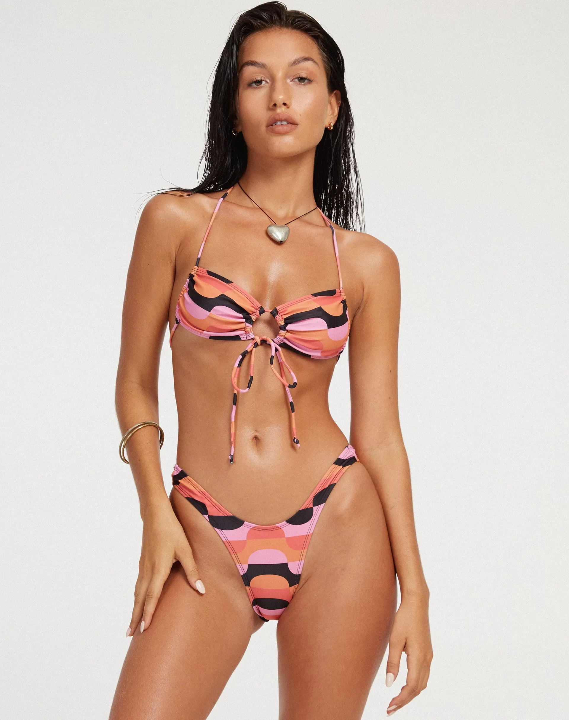 Ricoa Bikini Top in Abstract Art Pink