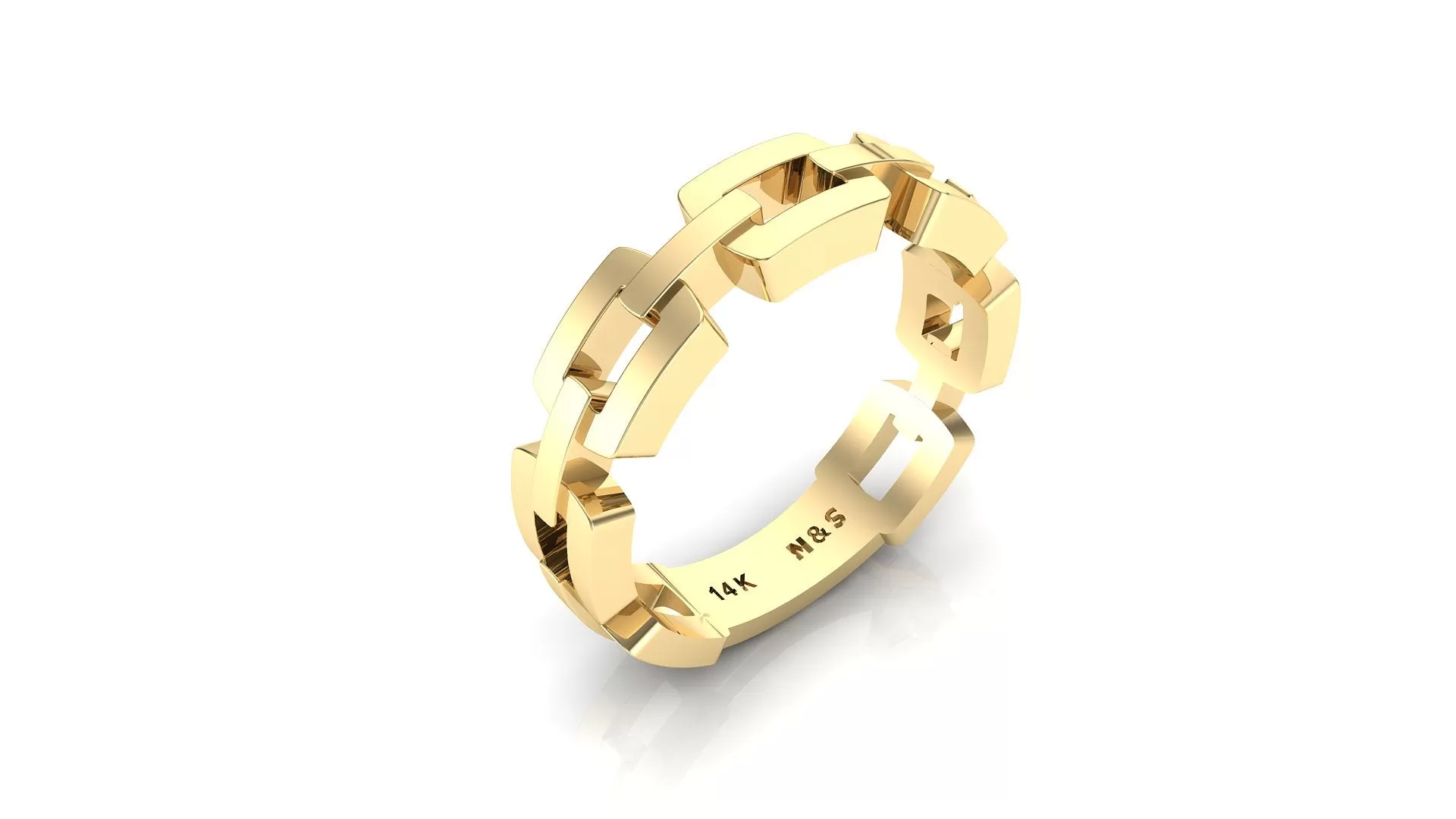 Small Link w/ Me 14K Solid Gold Band BAN087