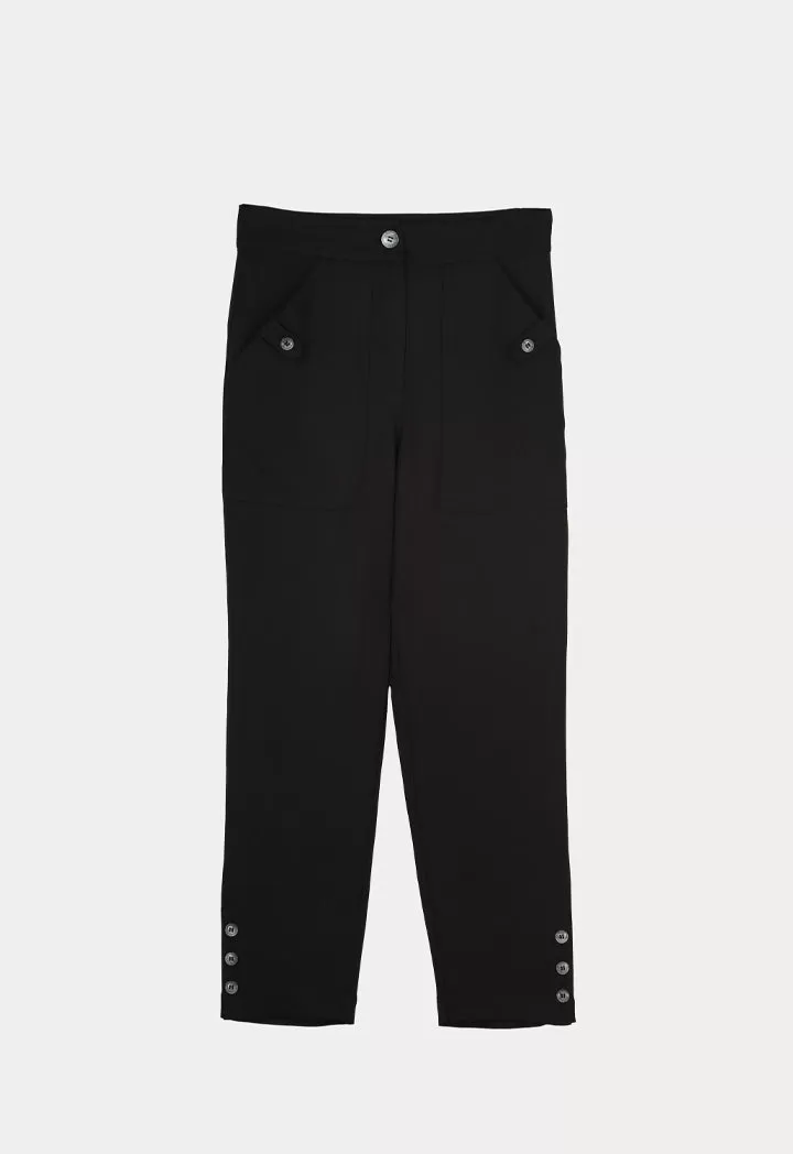 Solid Trouser With Buttoned Details