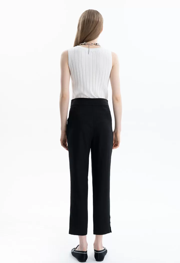 Solid Trouser With Buttoned Details