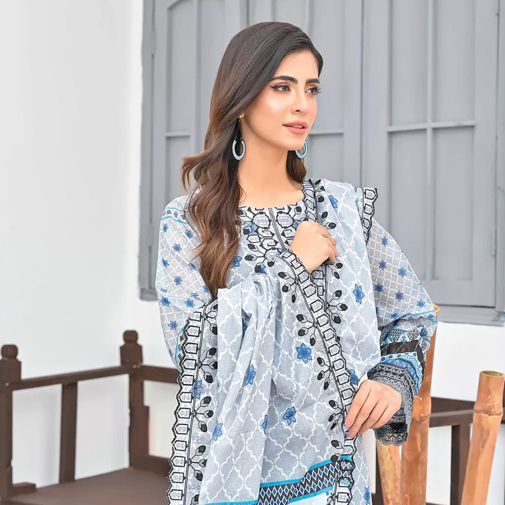 Sophia Lawn Printed Embroidered Unstitched 3Pcs Suit - 6