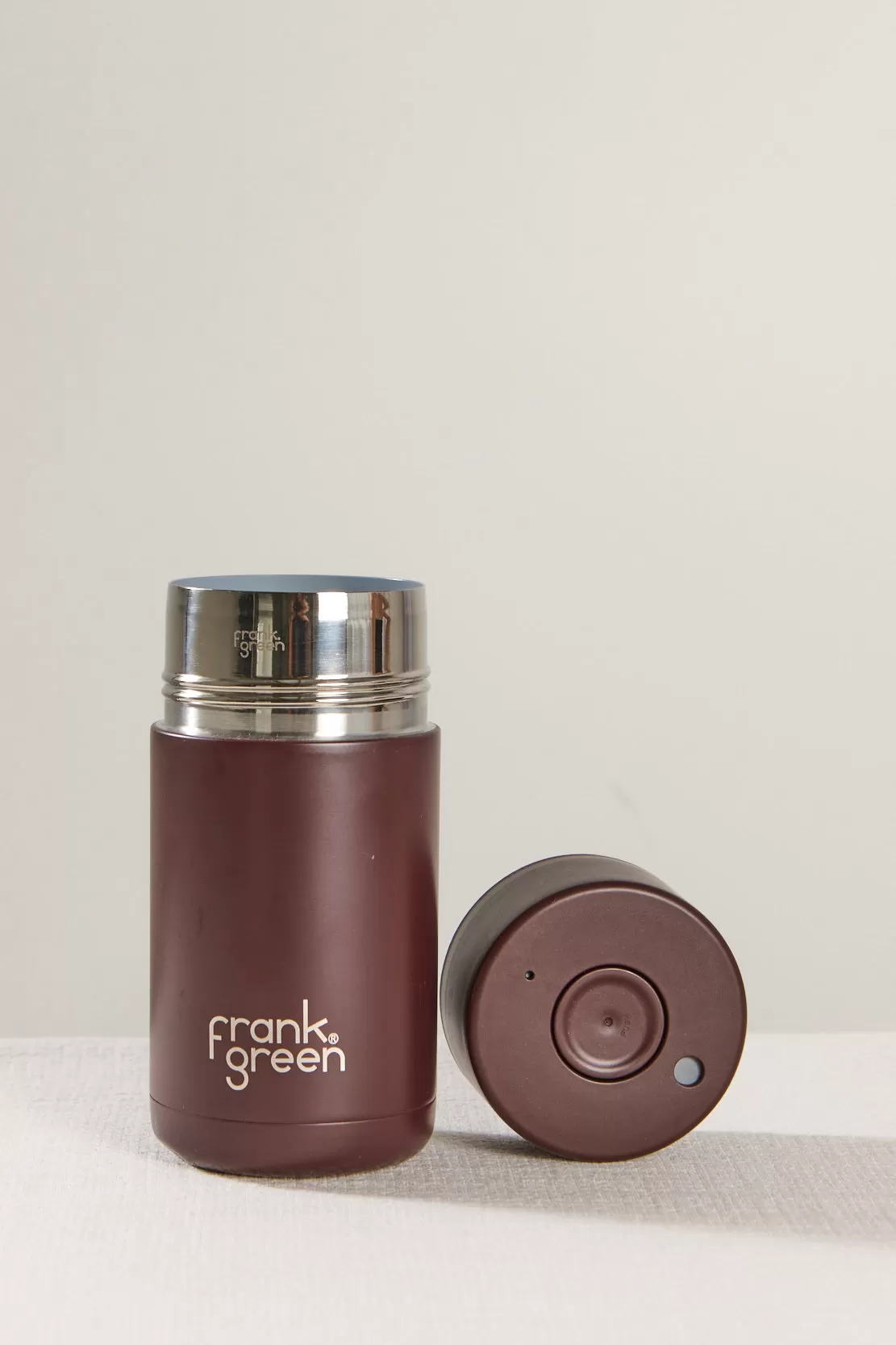 Stainless Steel with Push Button Lid Chocolate 12oz Ceramic Cup