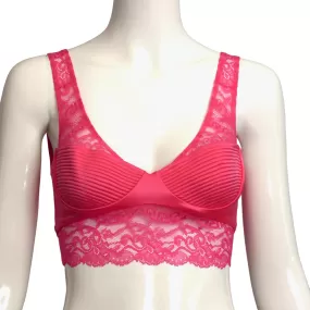 VERSACE- 2023 NWT Pink Satin & Lace Bra Top, Bust-40