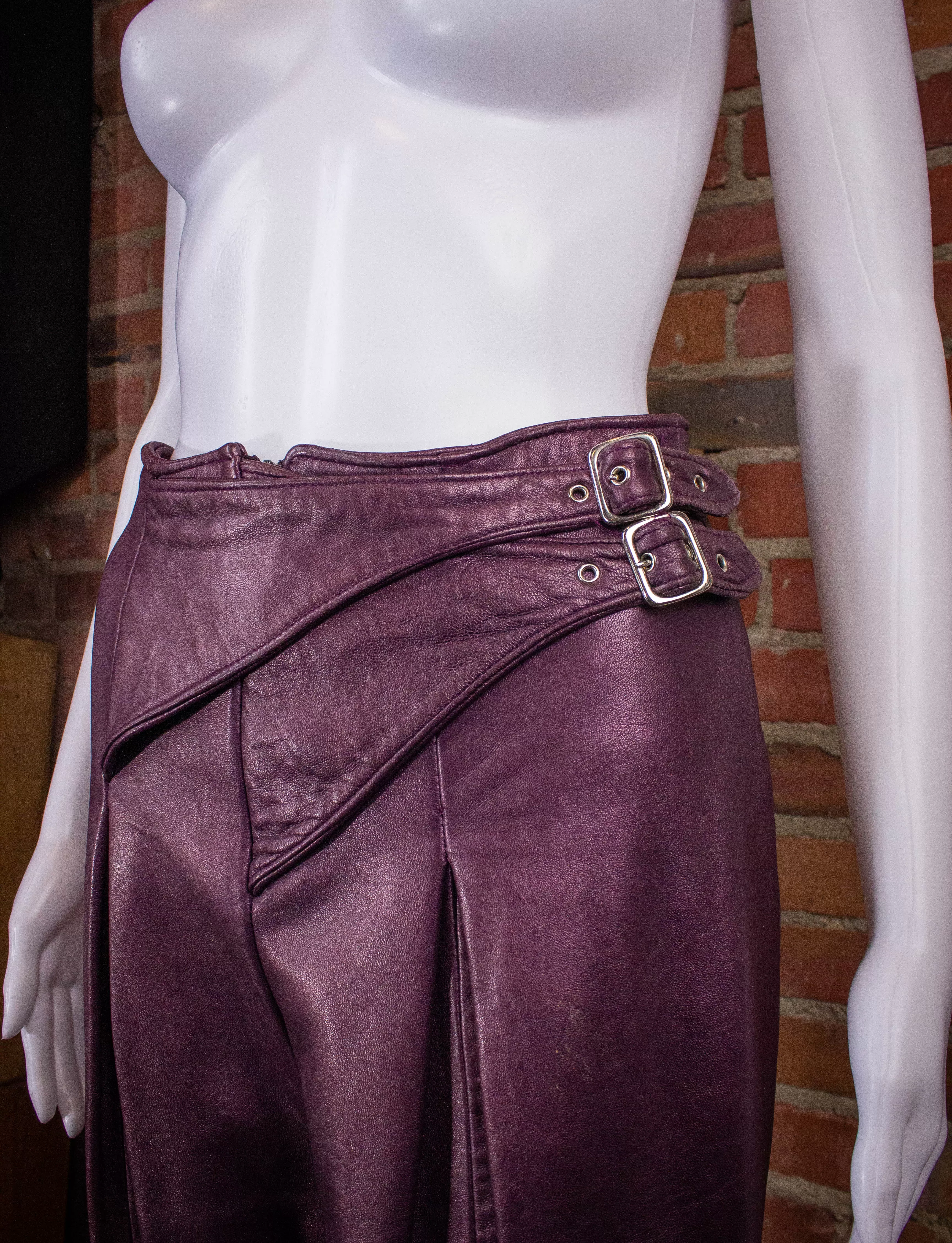 Vintage Firenze Purple Leather Jacket and Pants Set 80s