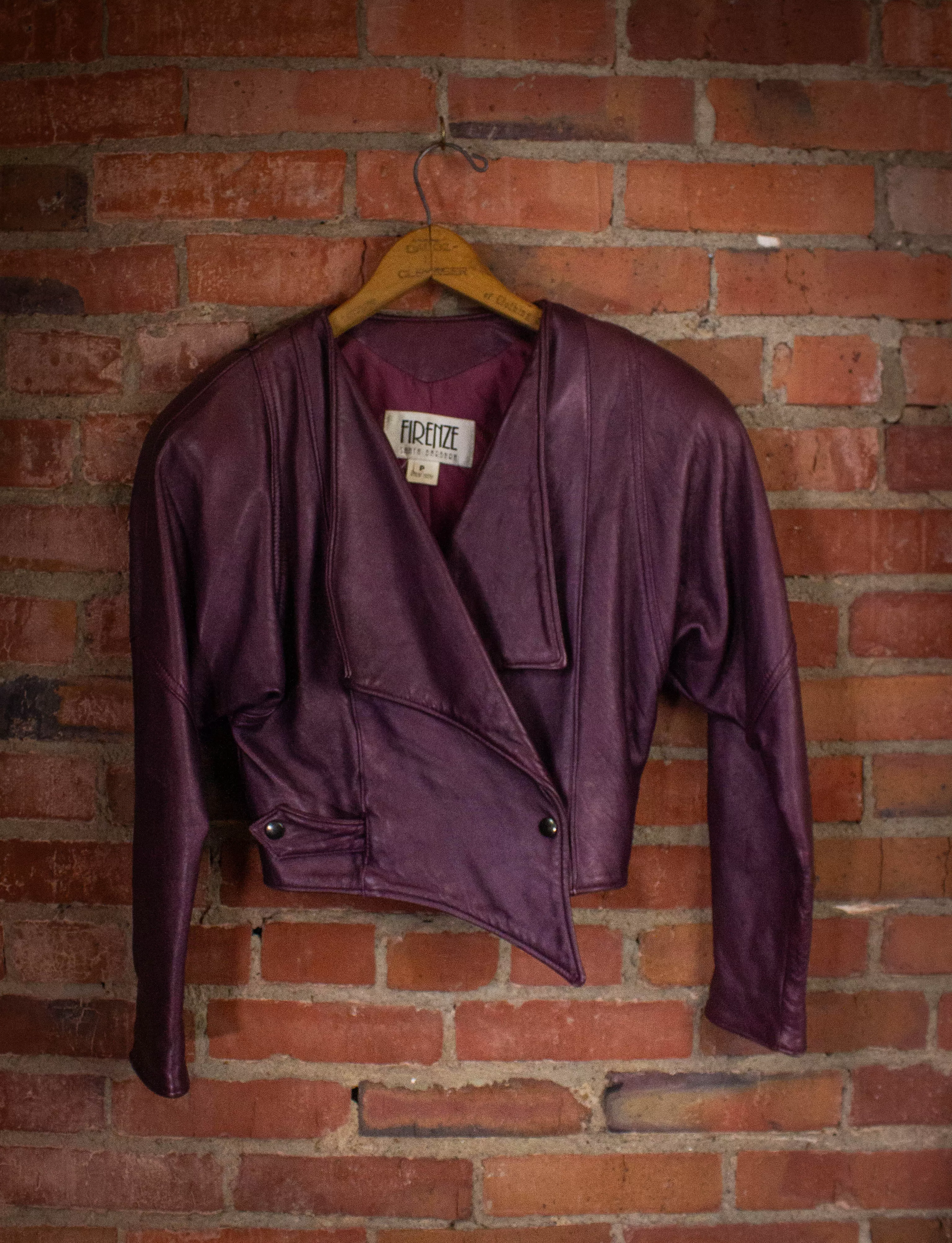 Vintage Firenze Purple Leather Jacket and Pants Set 80s