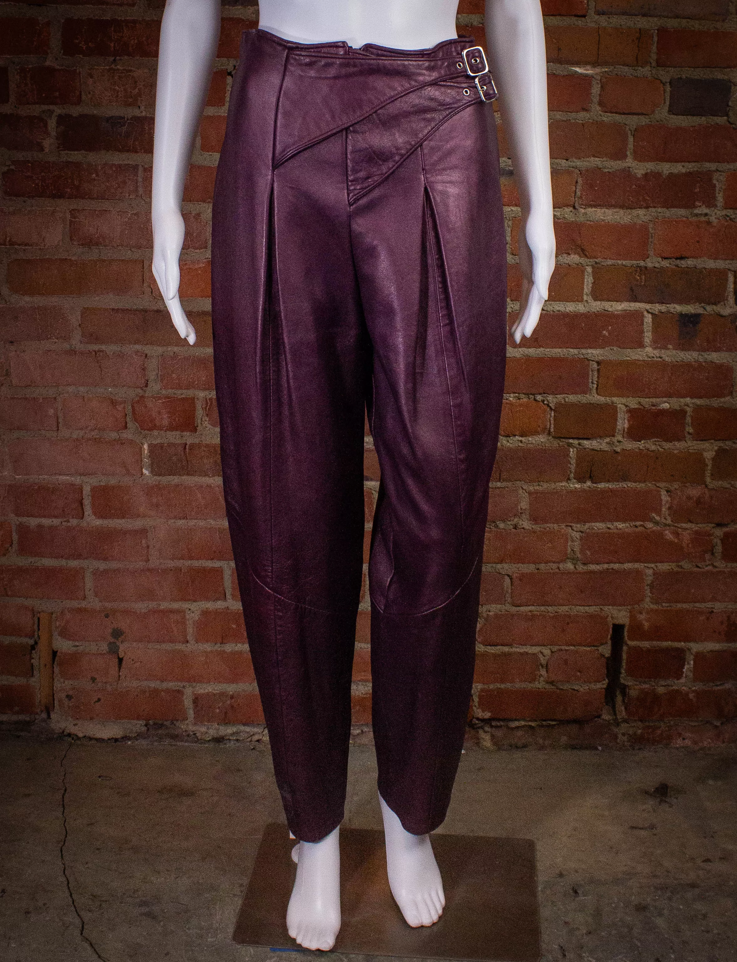 Vintage Firenze Purple Leather Jacket and Pants Set 80s