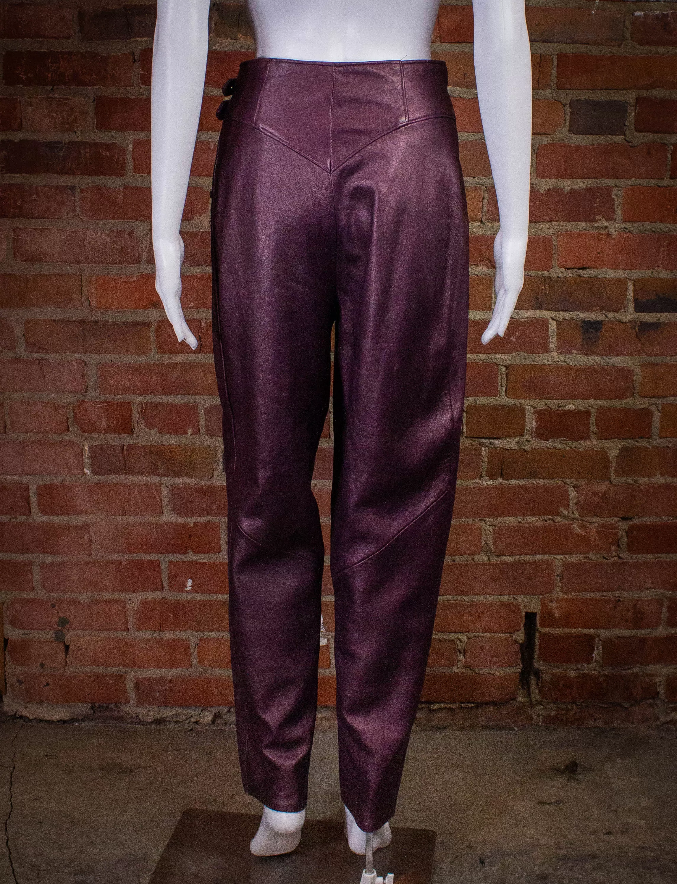 Vintage Firenze Purple Leather Jacket and Pants Set 80s