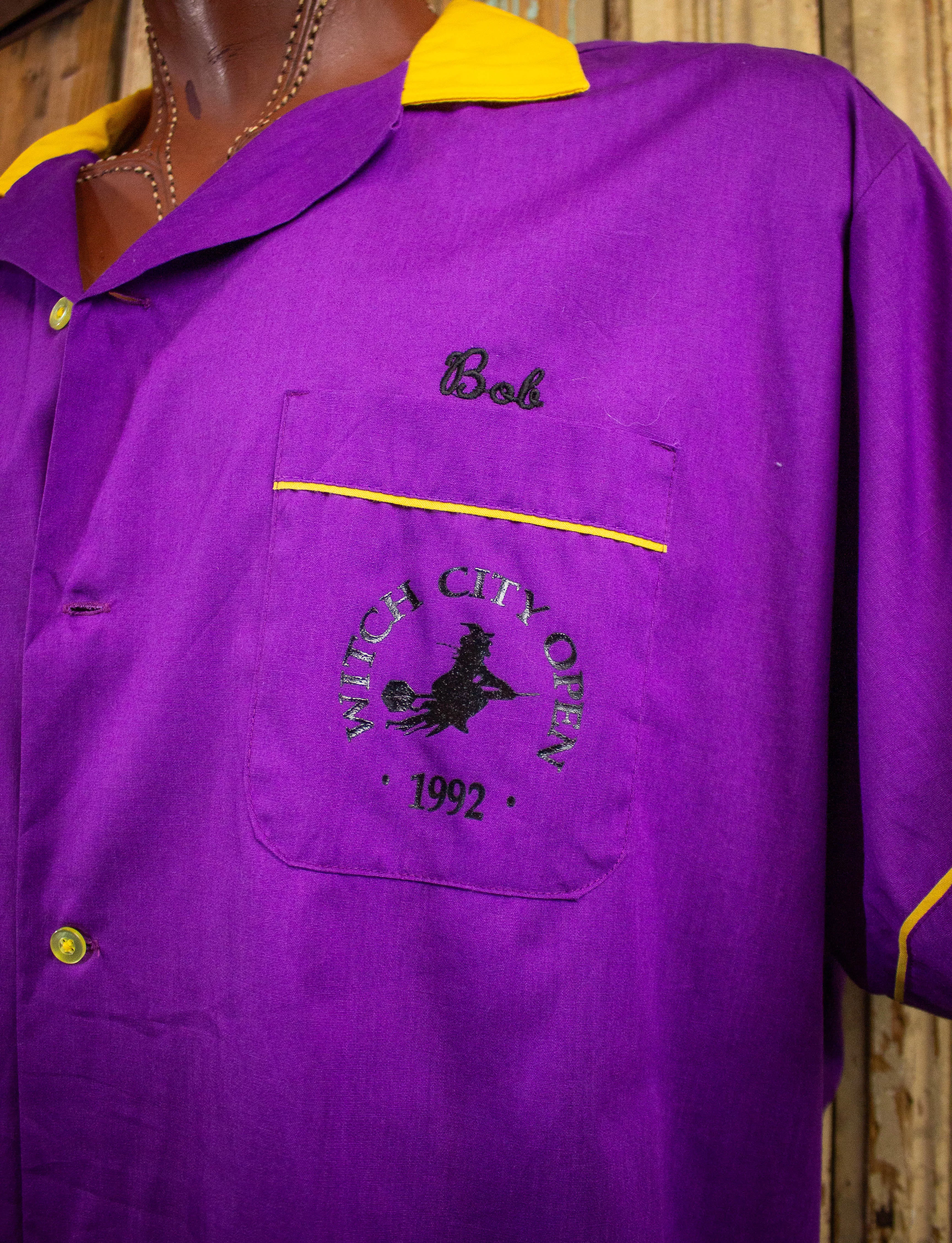 Vintage Witch City Open Bowling Shirt 1992 Purple 2XL