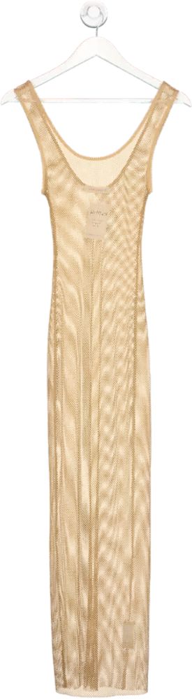 We Wore What Beige Mesh Midi Dress UK XS