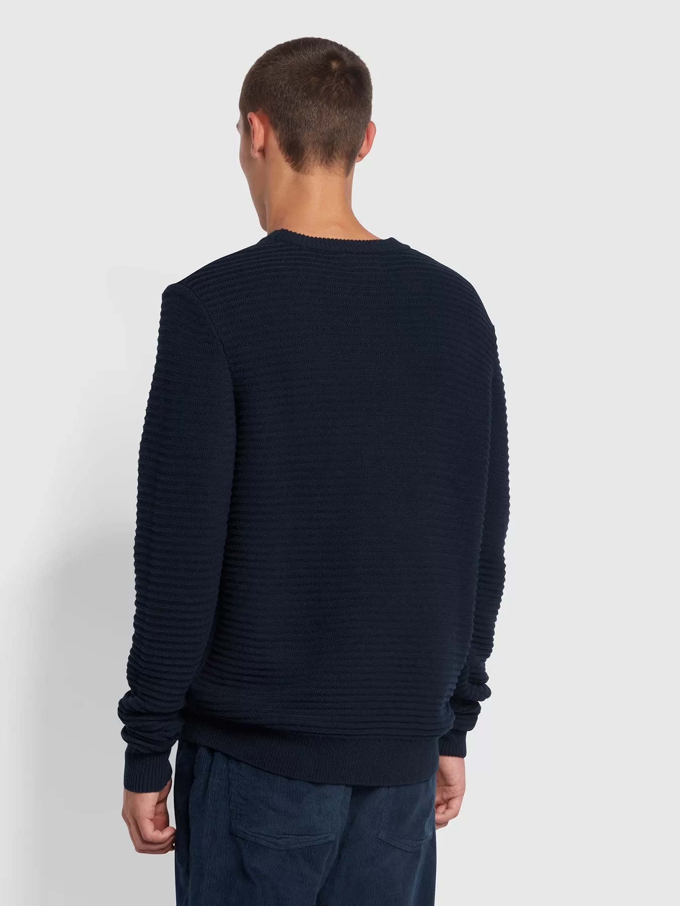 Widnes Regular Fit Cotton Crew Neck Jumper In True Navy