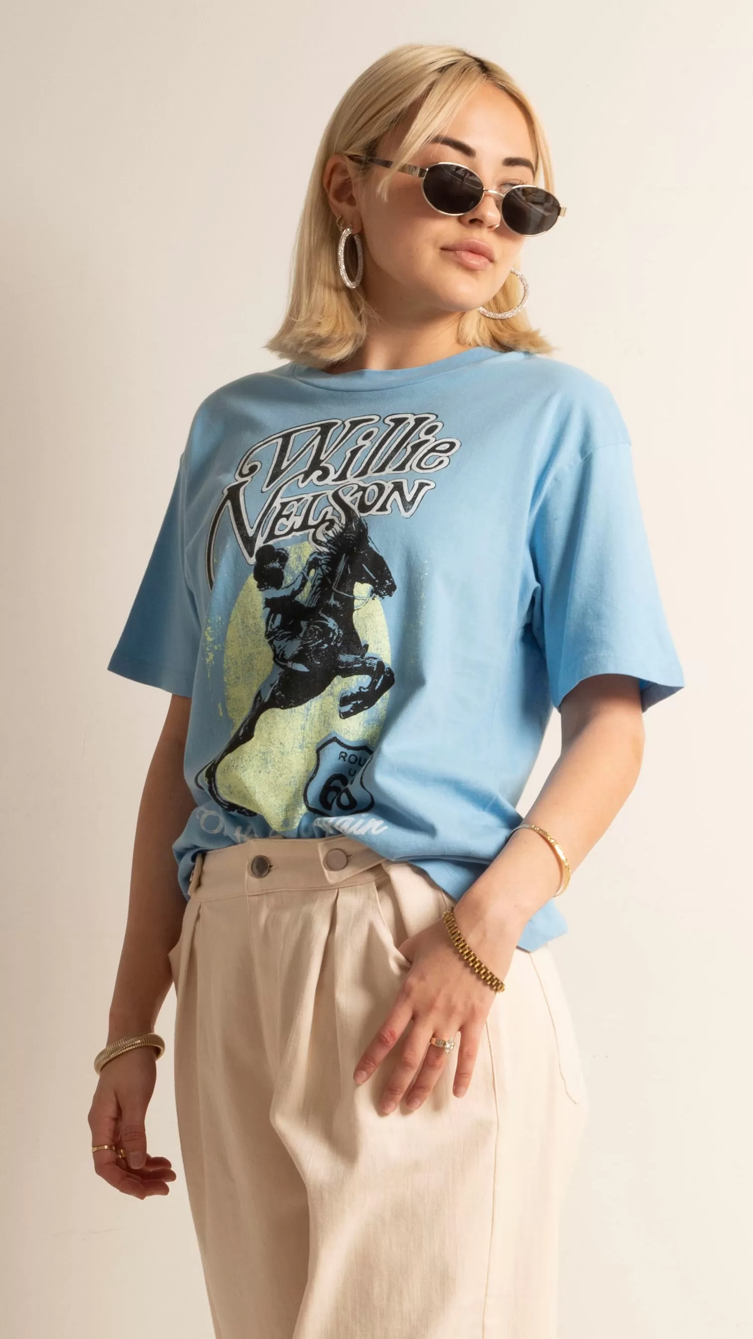 Willie Nelson Route 66 Weekend Tee - Vintage Blue