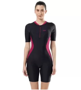 Women's Endurance Essential Panel Kneesuit Swimwear  - True Navy  &  Berry