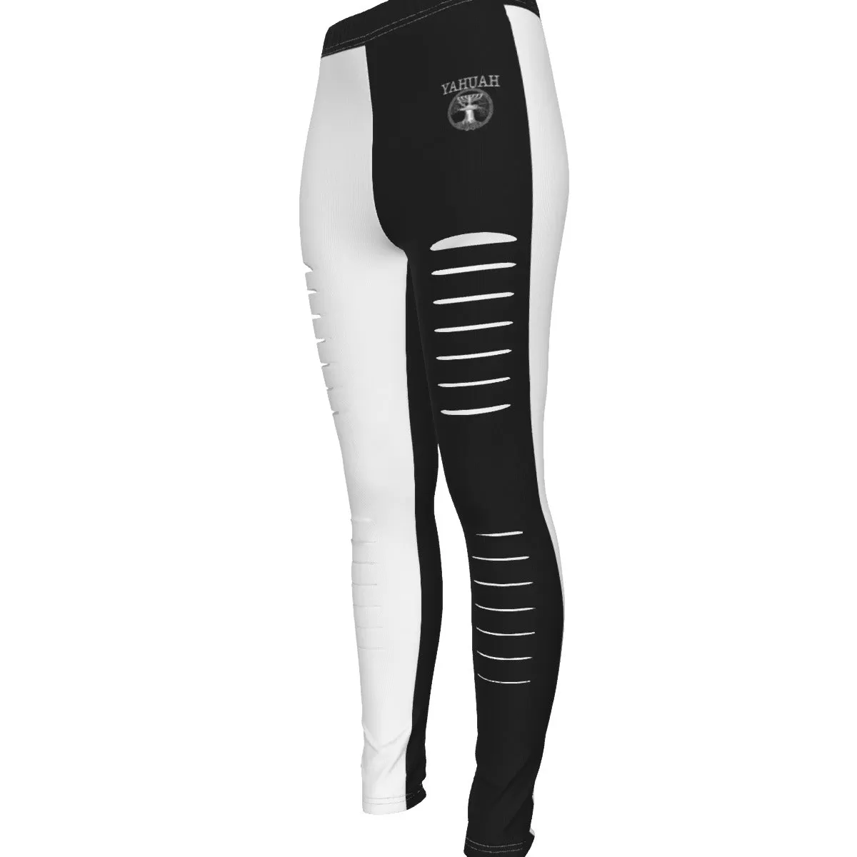 Yahuah-Tree of Life 02-06 Yin Yang Designer Ripped Leggings